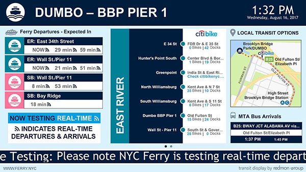 NYC Ferry Digital Signage screen