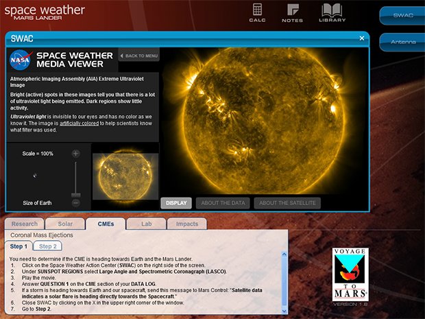Image of Challenger Center screen